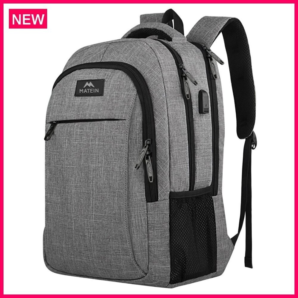 Travel Laptop Backpack with USB Charging Port, Water Resistant, Fits 15.6 Inch